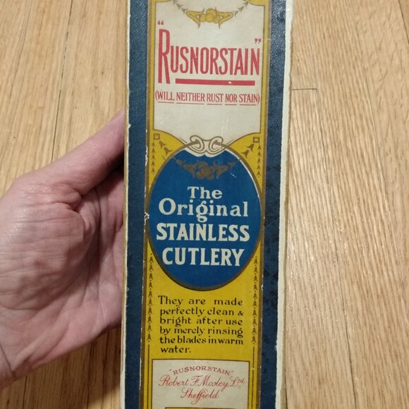 Rusnorstain Robert F. Mosley Sheffield Vintage Dessert Knives Cutlery Stainless - Picture 3 of 11